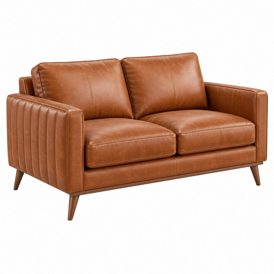 Divano 2 posti 160 x 90 x 85 cm in similpelle marrone stile moderno