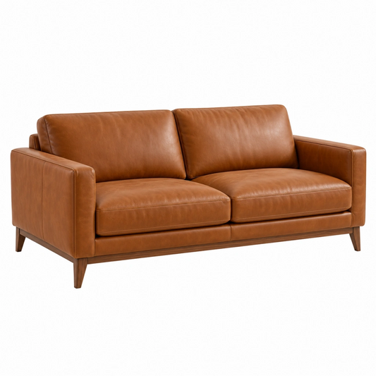 Divano 2 posti 180 x 90 x 85 cm in effetto pelle marrone - stile moderno