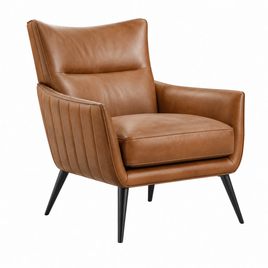 Poltrona 78 x 82 x 95 cm effetto pelle marrone con gambe nere - poltrona da soggiorno moderna