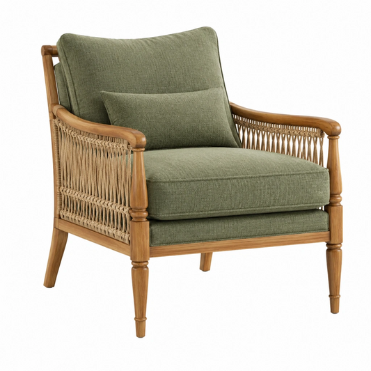 Poltrona 78 x 82 x 88 cm in legno e rattan verde stile naturale
