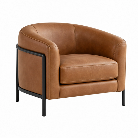 Poltrona 85 x 78 x 75 cm effetto pelle cuoio con struttura metallica stile moderno