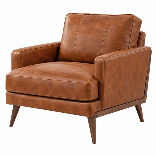 Poltrona 90 x 85 x 85 cm in rivestimento sintetico marrone cognac - stile moderno con braccioli