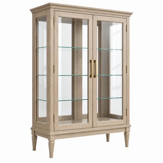 Vetrina 100 x 40 x 180 cm in legno e vetro beige - stile classico con ante