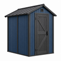 Casetta da giardino 180 x 120 x 190 cm in resina blu e nera con porta singola e ventilazione